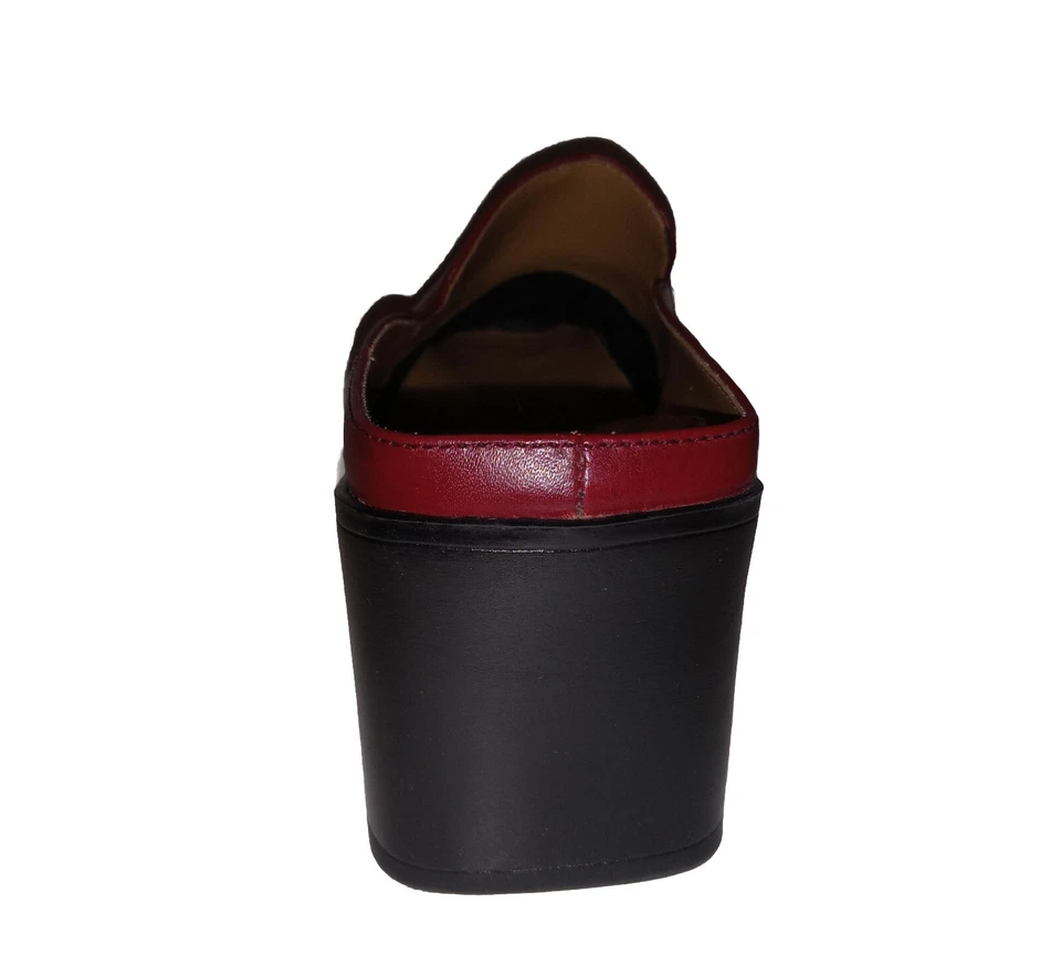 Zueco mocasín zapatos de cuero para mujer Bare Traps Twinkle rojo oscuro mula 9M Foto 4 de 4