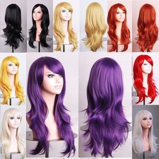 US stock long straight wavy cosplay wig full wigs costume party heat resistant g