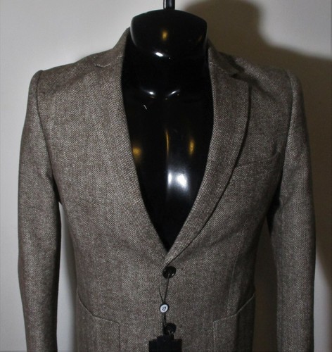 Chaqueta Blazer PAUL JONES Marrón Mezcla Lana 2 Botones Talla S (36) Nueva con Etiquetas - Imagen 2 de 7