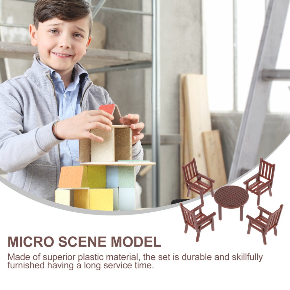 3 Sets Mini Table and Chair Micro Scene Model Chairs Furniture ...