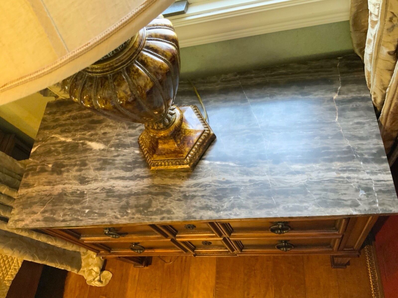 🦧VINTAGE TraDitionAL 2 DRAWer wood GRanite TOP NIghTstand Side TABLE eBay