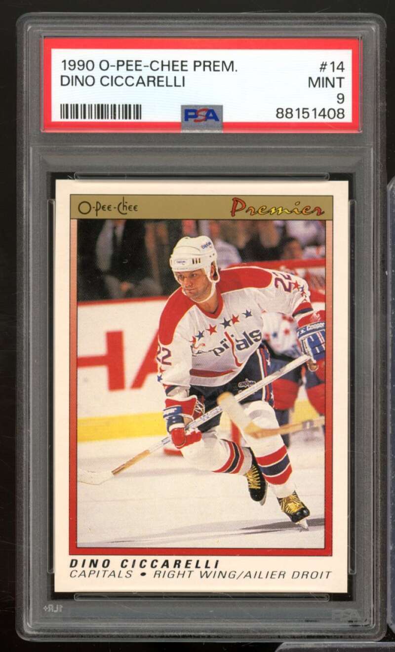 Dino Ciccarelli Card 1990-91 O-Pee-Chee Premier #14 PSA 9