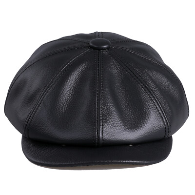 100% Genuine Cowhide Leather Men's Newsboy Flat Cap Gatsby Ivy Golf Cabbie Hat