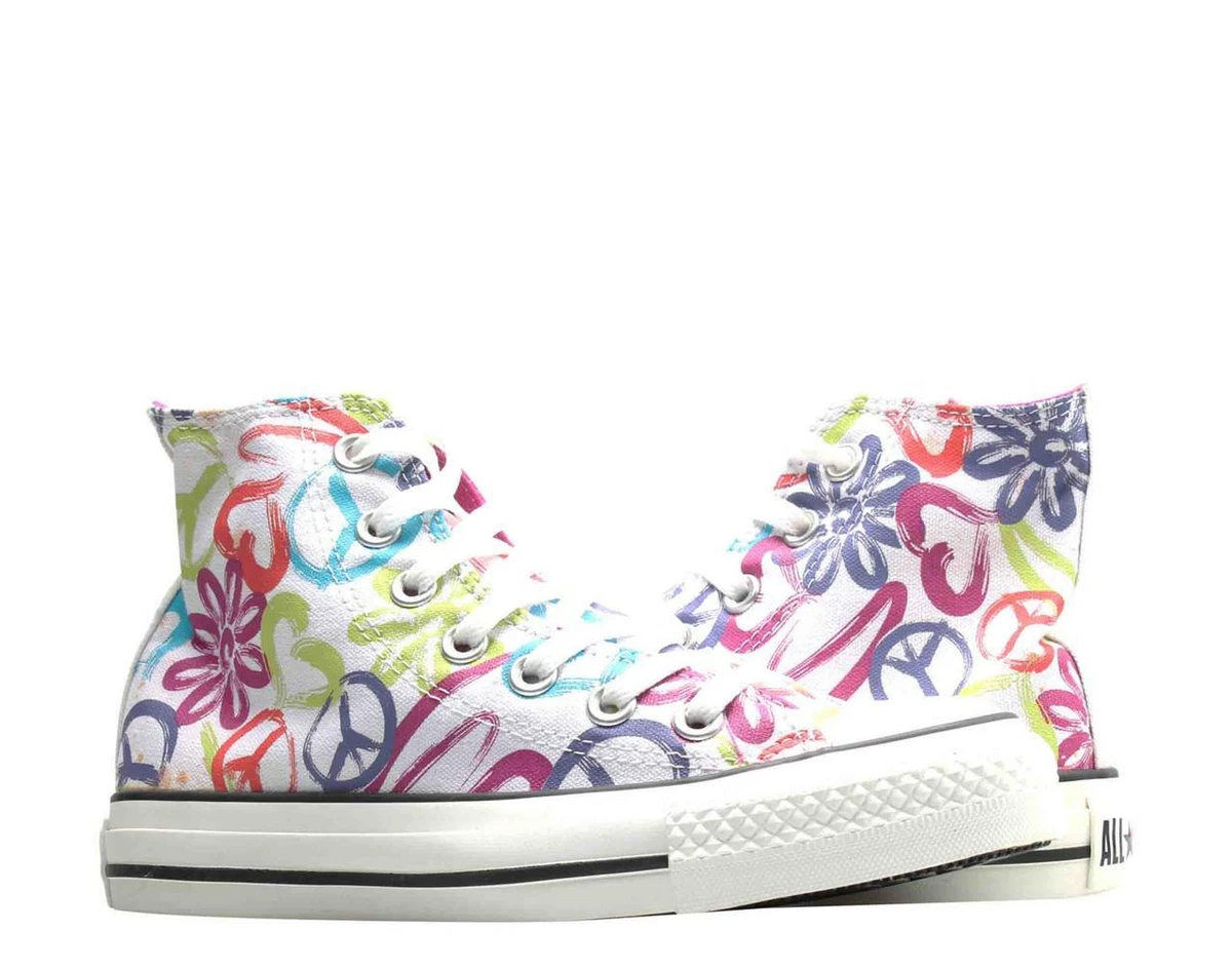 Converse PEACE Signs Paint Strokes Magenta Turquoise High Wm&#039;s | eBay