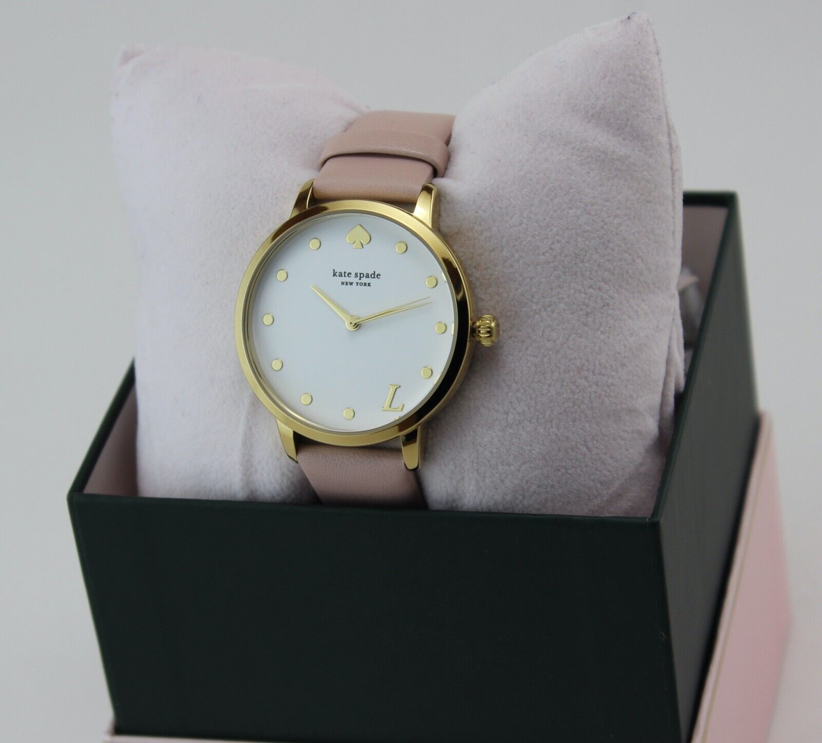 NEW AUTHENTIC KATE SPADE METRO L GOLD PINK LEATHER WOMEN'S KSW9010L WATCH