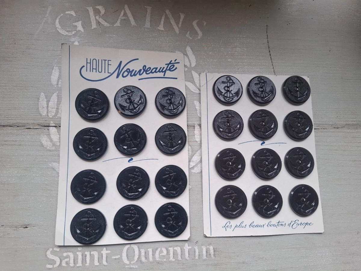 Lot De 8 Boutons Ancre De Marine - Argenté - Diamètre 15 Mm - Vintage - Très Bon État