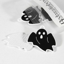 10 Black White 1 inch Vampire Ghost Bat Dangle Jewelry Pendant Charms w/ Loop