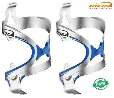 IBERA Alloy Bike Bicycle Water Bottle Cage Drink Mount Holder PAIR SLIVER B-BC12