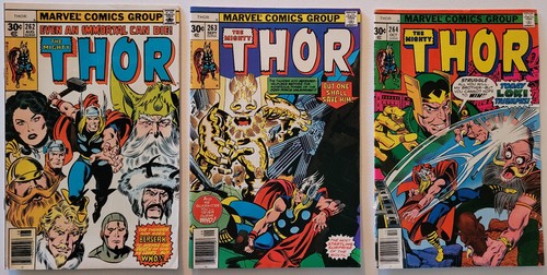 The Mighty Thor #262, 263 & 264 - Odin, Loki in Asgard Great Set! (Marvel 1977).