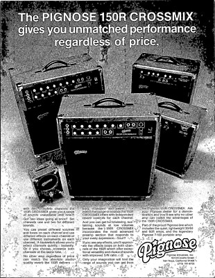 VINTAGE 1980 PIGNOSE 150R CROSSMIX GUITAR AMP PRINT AD