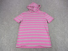 Polo Ralph Lauren Shirt Boys Large Pink Gray Pony Custom Fit Striped Hooded Kids
