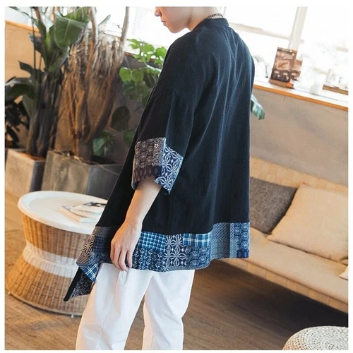 Sommer Kimono Strickjacke Herren Männer Samurai Kostüm Kleidung Kimono Jacke - Bild 3 von 38