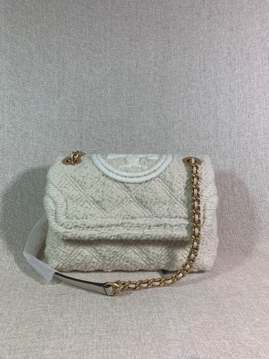 NEW Tory Burch New Cream Soft Fleming BOUCLE Small Convertible Shoulder Bag  $598