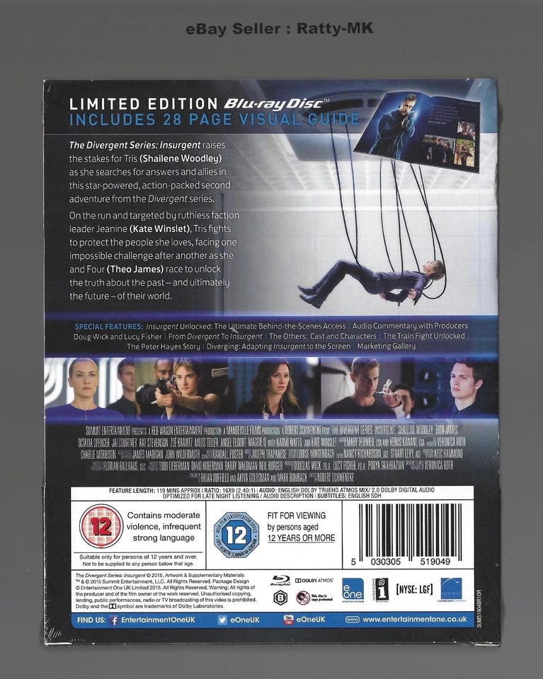 INSURGENT - UK EXCLUSIVE BLU RAY DIGIBOOK - NEW & SEALED - Image 2 of 3
