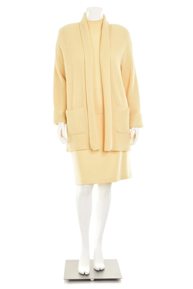 Escada 3Pc пахта кашемир смесь кардиган, подкладка и юбка костюм sz 38/8, 44/14 - Изображение 3 из 4