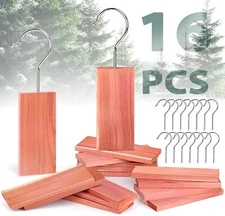 16 Pack Cedar Planks for Clothes Storage, Aromatic Red Cedar Wood Hangers wit...