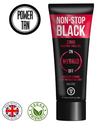 Power Tan Non-Stop Black Tingle Gelee 24hr Hybrid UV Sonnenbank Bräunungslotion 250ml