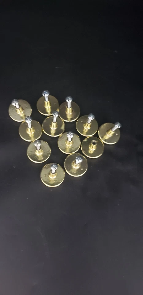  Floral on Beige Porcelain 12 Drawer Knobs Round 1.25" Pulls 1960s Brass Vtg - Image 4 of 4