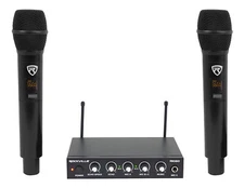 Rockville RKI60 Dual UHF 8 Chan Wireless Microphone Karaoke Interface+Mic Mixer