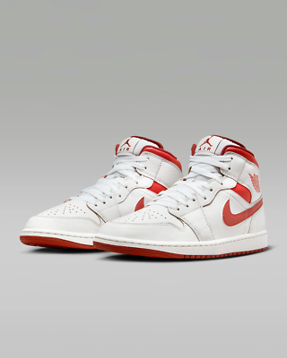 Air Jordan 1 Mid SE White Red/Sail/Lobster FJ3458-160 Men display picture 1
