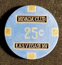 Brass Inlays Nevada Club Las Vegas 25c Chip Nice Collectible