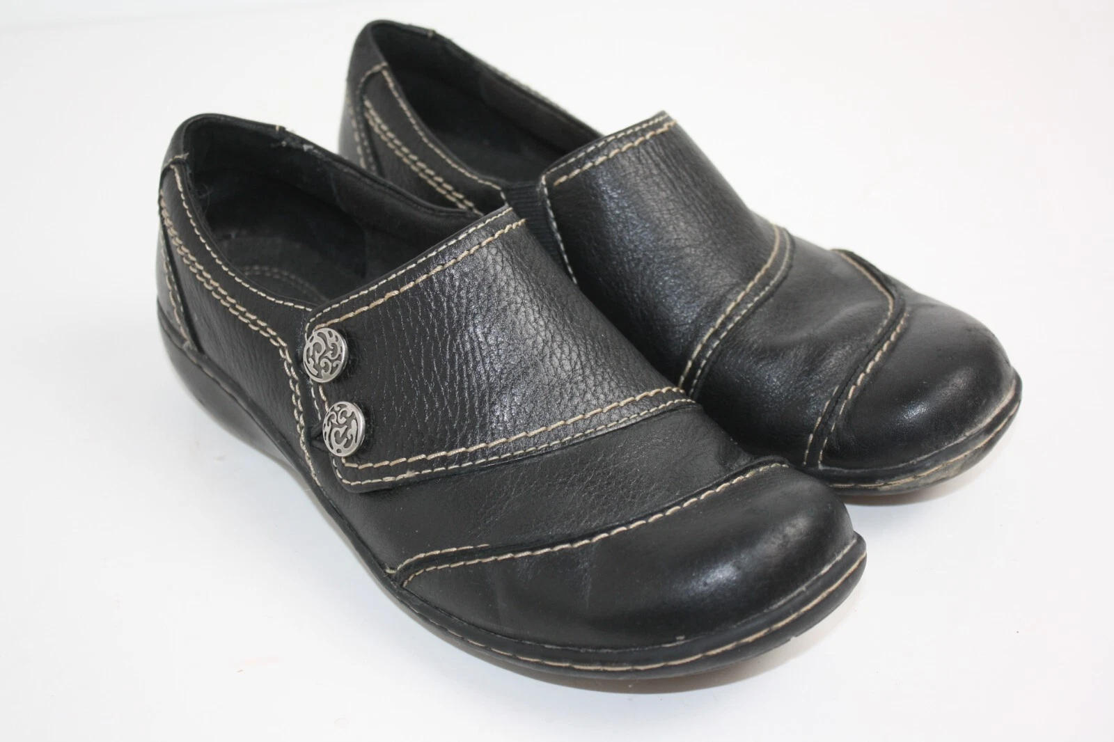 Mocassini Clarks slip on in pelle nera da donna taglia 8M