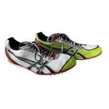 Asics Track Shoes Mens Size 11.5 Turbo Ghost Spikes Athletic White Lime Black