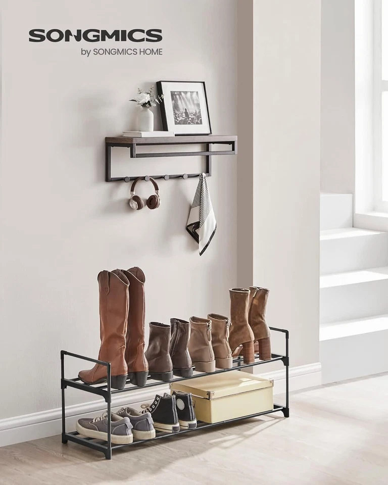 Zapatero, organizador de 2 niveles, metal, vertical o al revés, tiene capacidad para 12-15 pares Foto 2 de 4