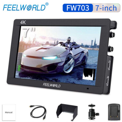 FEELWORLD FW703 7'' IPS 3G SDI 4K HDMI DSLR On-Camera Monitor Full HD 1920x1200