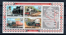 TIMBRES - SWAZILAND - 1984 - M/S - TRAINS - RÉSEAU - 20ème ANNIVERSAIRE -