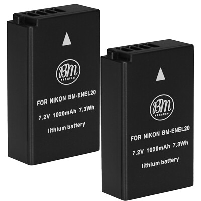 BM 2X EN-EL20A Batteries for Nikon DL24-500, 1 J1, 1 J2, 1 J3, 1 S1, 1 V3 Camera