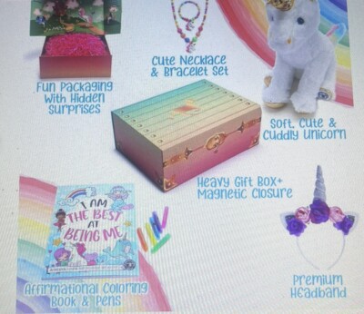 Giant Surprise Box of Unicorn Girl Cuddly Plush Doll & More Memory Building Co.