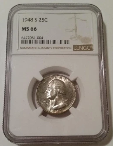 1948 S Washington Quarter MS66 NGC Toning