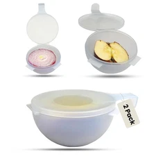 2-Pack Fruit Veggie Food Savers Storage Containers 4.25-Inch Bowl Produce Keeper