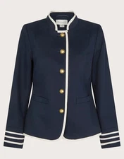 BNWT Monsoon Mali Military Blazer Jacket Sz 10 Navy