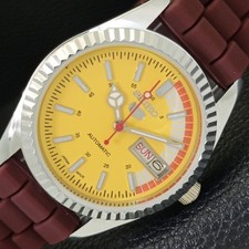 REFURBISHED VINTAGE SEIKO 5 AUTOMATIC 6309A JAPAN MENS YELLOW WATCH a440712-a