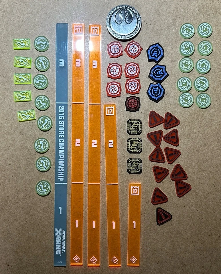 Star Wars X-Wing Miniatures Acrylic Tokens, Range Ruler, Coin - FFG Promo - Image 2 of 4