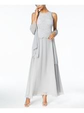 JKARA Womens Silver Maxi Formal Dress 6