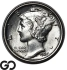 1934 Mercury Dime, Full Split Bands, Blast White Solid Gem BU++ FSB