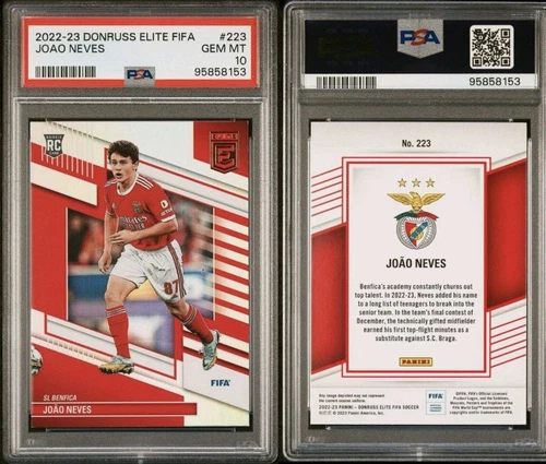 2022-23 Panini Donruss FIFA Elite JOAO NEVES Benfica Rookie PSG Portugal PSA 10