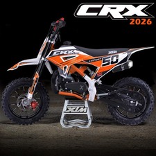 XTM CRX 2026 Kids 49-50cc Petrol 2-Stroke Mini Dirt Bike Orange Hydraulic Forks