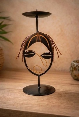 Abstrakter Kerzenhalter aus Metall - Schwarz Deko Kerzenständer Kunst...