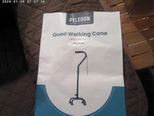 PELEGON Quad Cane 300 lb - Adjustable Walking Cane with A Large 4 Pronged Bas...