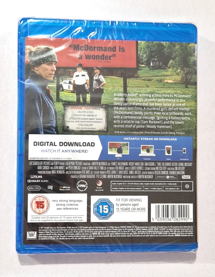 Three Billboards Outside Ebbing, Missouri BLU RAY SEALED - Image 2 of 2
