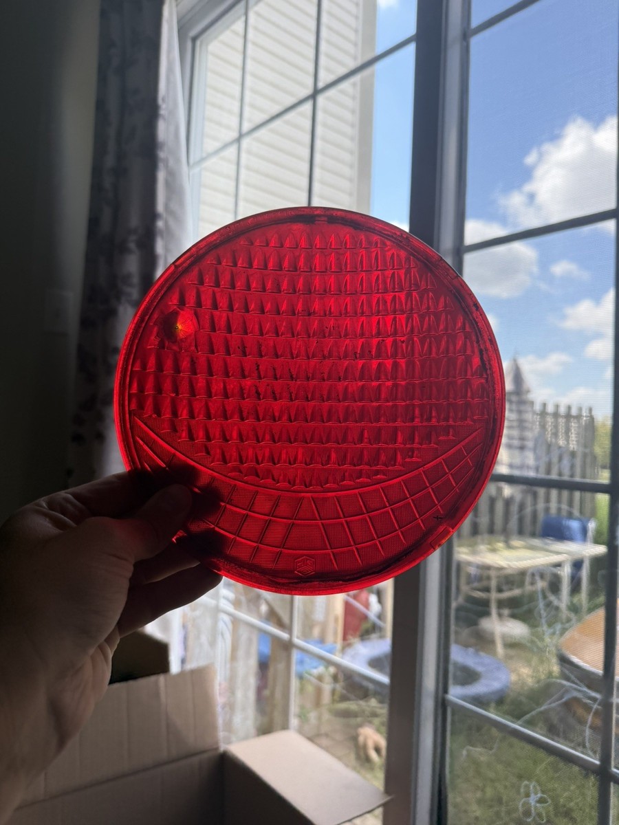 Rare Red Large Bead Crouse Hinds Traffic Light Signal Smiley Lens