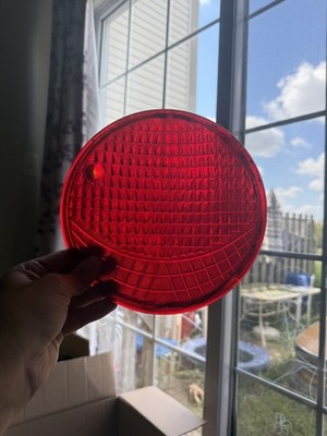 Rare Red Large Bead Crouse Hinds Traffic Light Signal Smiley Lens