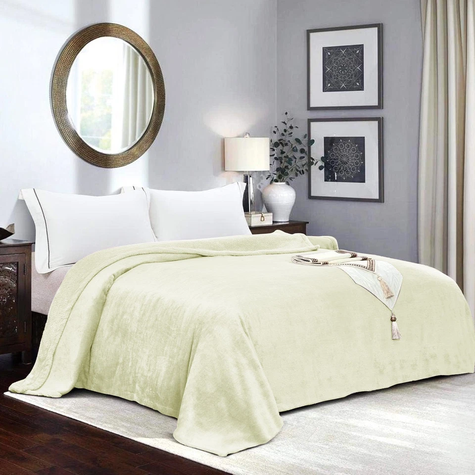 Large Fleece Blanket Super Soft Reversible Bed Sofa Throw Single Double King - Image 4 of 4