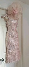 Beautiful COAST pink Feather Midi Dress Size 10 NWT
