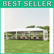 White 10x30 Ft Party Tent with 6 Sidewalls