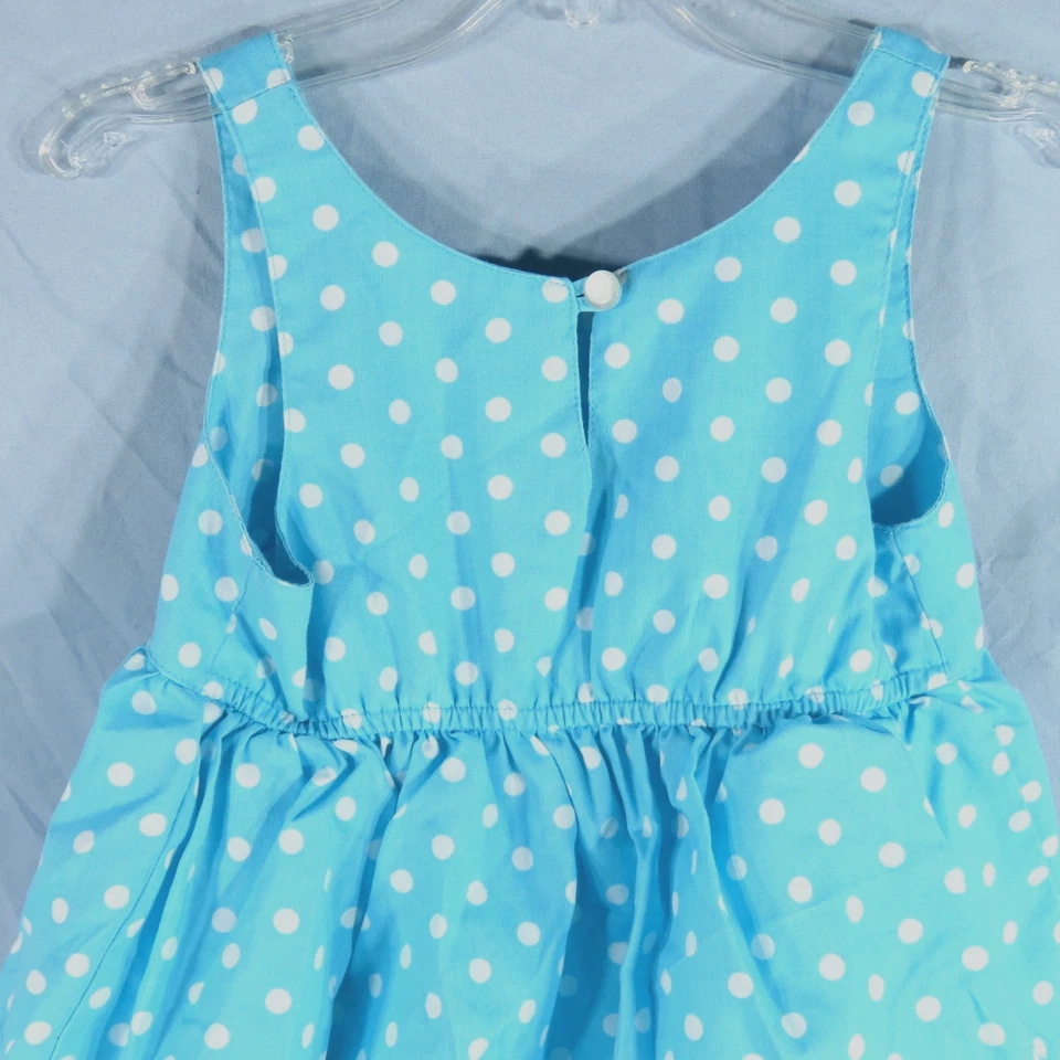 VTG Kelly's Kids TIERED RUFFLE DRESS Blue/White Polka-Dots TANK KIMBERLY sz 5-6 - Image 4 of 4